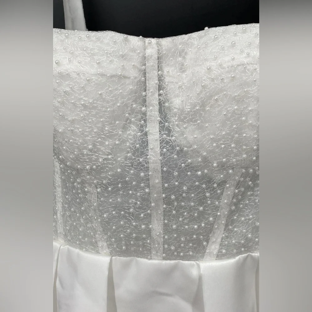 Women's White Elegant Mini Corset Bridal Reception Dress - Picture 2 of 3